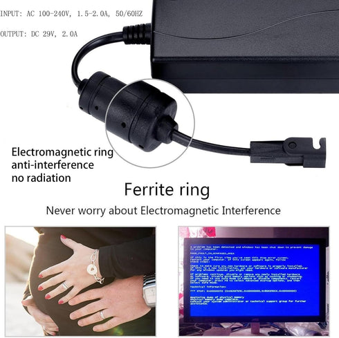 Power Recliner Power Supply, 2-Pin 29V 2A Adapter AC/DC Switching Power Supply Universal Adapter with Extension Cord, Compatible with Car Lift Cha...