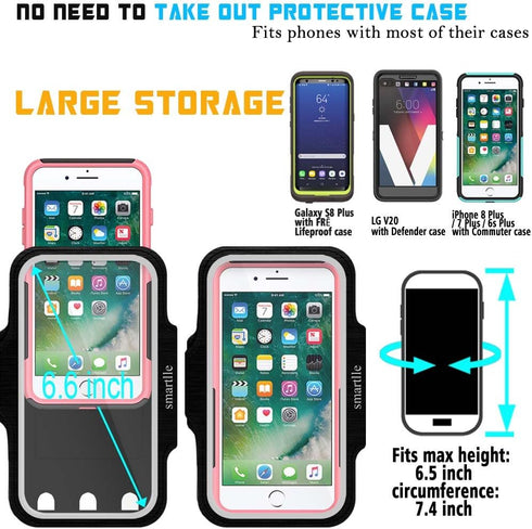 Arm Phone Holder for Running, Armband Cellphone for iPhone 15 14 13 12 11 Pro Max/XR/8 7 6s Plus, for Galaxy A/S/Note Up to 6.9’’, for Exercise Gy...