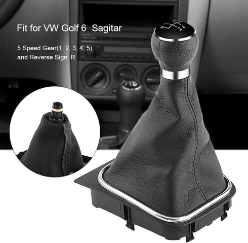 for Jetta 2009 5-Speed Gear Lever knob Gear Shift Knob Kit,5 Speed Gear knob & Gaiter kit, Car Gear Shift Stick Gaiter Boot for 6 MK5 MK6 2005-201...