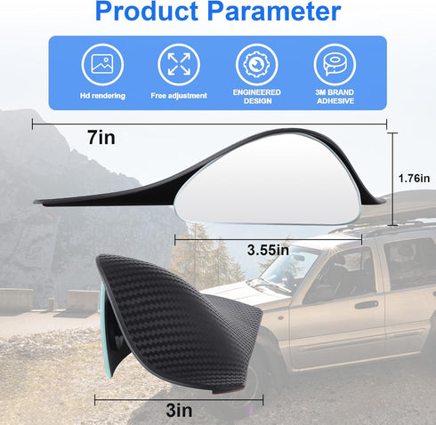 LivTee Blind Spot Mirror with Side Mirror Rain Guard, Carbon Fiber 2-in-1 Side Mirror Covers Kit with Wide Angle Adjustable Stick for Cars SUV and...
