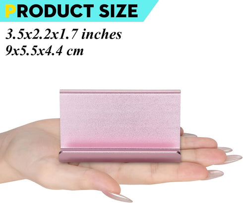 Rose Gold Business Card Holder for Desk, Cute Business Card Holder Display Stand, Metal Desktop Business Card Organizer for Women (2nd Generation)...