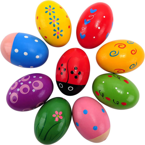 Easter Wooden Egg Shakers Maracas for Party Favors, Classroom Prize Supplies and Percussion Musical Instrument(9 PCS)...