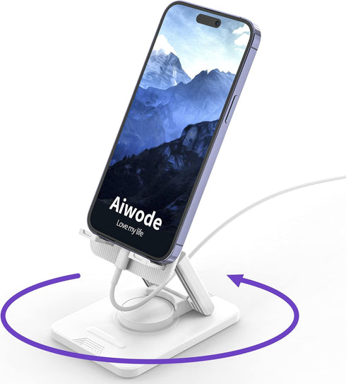 Aiwode 360° Rotating Cell Phone Stand,Desk Phone Holder,Portable Cellphone Cradle,Foldable Phone Stand,for iPhone 14/13/12/11/Pro/Max/Plus/Mini/Pr...
