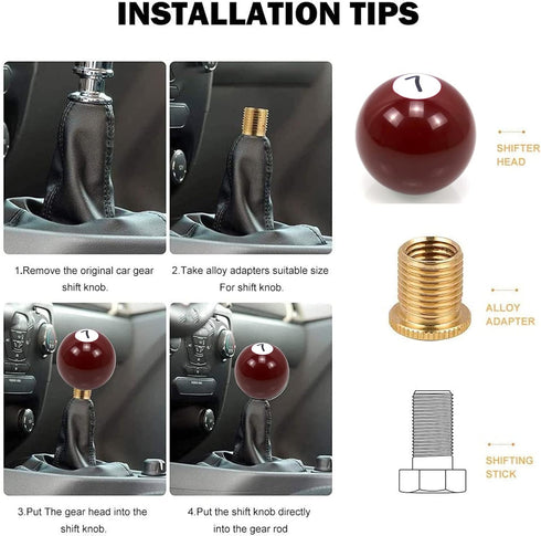 RYANSTAR Shifter 7 Ball Billiard Pool Custom Shift Knob Universal Stick Shifter Knobs for Car SUV Bus Truck...