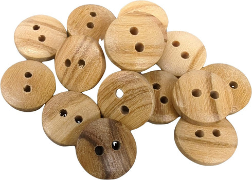 Olive Wood Buttons - 2 holes / 5 sizes - REVERSIBLE (12, 15, 18, 20 y 25 mm) - Manufactured in EUROPE (10 mm)...