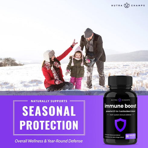 27 in 1 Immune Support Supplement | Antioxidant Immune Boosters for Adults | 90 Immune Defense Capsules | 1000mg Vitamin C, 5000 IU D3, Elderberry...