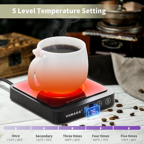VOBAGA Mug Warmer, Coffee Cup Warmer for Office Home Desk with 5 Temperature Settings, Candle Warmer & Beverage Warmer with Digital Display Auto S...