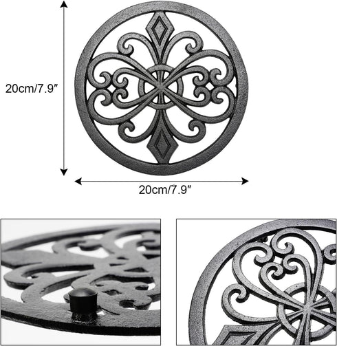 Sungmor Heavy Duty Cast Iron Round Metal Trivet,Rustproof Black Racks Stands Holders for Hot Pans or Teapot,Kitchen or Dinning Table Decorations...