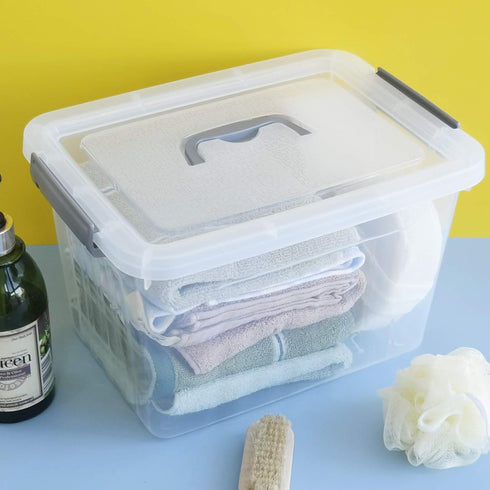 4-Pack Clear Plastic Storage Latch Box with Lids, 10 L...