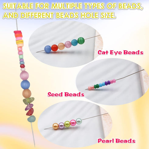 EuTengHao 19Pcs Big Eye Beading Needles Long Straight Beading Thread Needles Embroidery Needles Scissors Tweezers with Needle Bottle for Beading B...