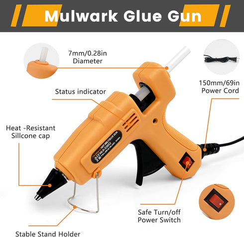Mulwark Mini Hot Glue Gun Kit Fast Hot Glue Gun With Glue Sticks 30 pcs, Hot Glue Gun Sticks Mini for DIY Projects, 20W Hot Melt Glue Gun for Home...