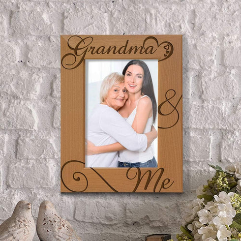 KATE POSH Grandma and Me Engraved Natural Wood Picture Frame, I Love You Grandma, Grandparent's Day, Best Grandma Ever, Grandmother Gifts, Grandma...
