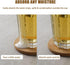8 Pcs Drink Coasters with Holder, Thicker Cork Coasters for Drinks Absorbent for Coffee Table Wooden Coaster Set Tabletop Protection Cup Mat Bar K...