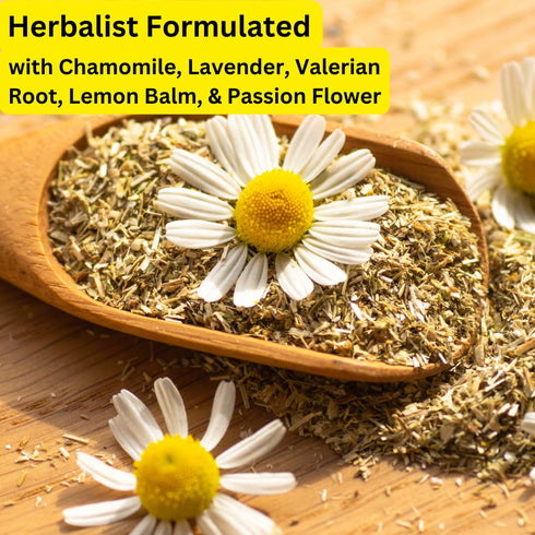 Sleep Easy Herbal Tea (w/Chamomile, Lavender, Lemon Balm, Valerian Root, & Passion Flower) For A Good Nights Rest...