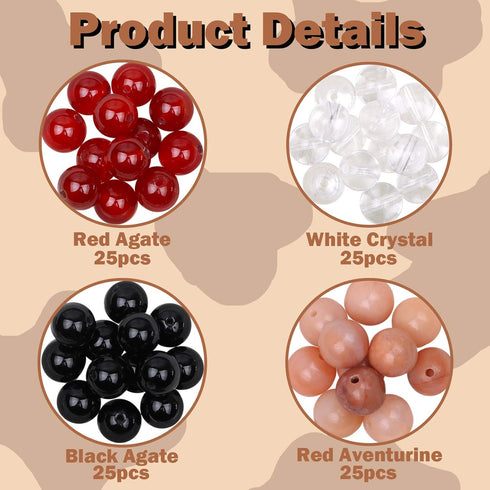 Natural Stone Beads 100pcs 8mm Round Genuine Real Stone Beading Loose Gemstone DIY Smooth Beads for Bracelet Necklace Earrings Jewelry Making...