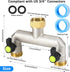 Brass Garden Hose Splitter - Water Hose Splitter 2 Way Heavy Duty, Outdoor Faucet Splitter with Shut Off Valves, Hose Bib Adapter and Spigot Conne...