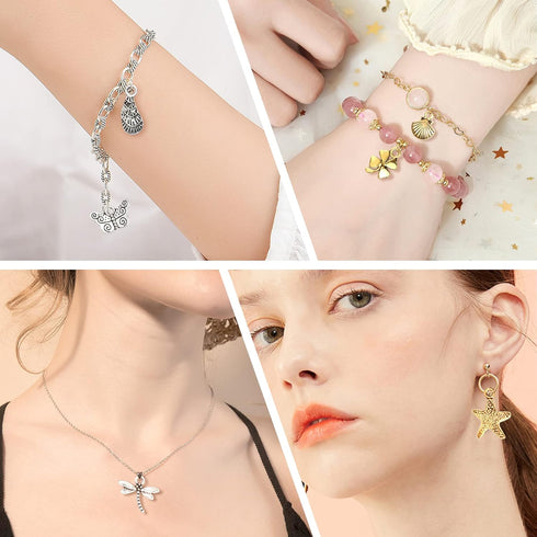 SANNIX 200Pcs Bulk Jewelry Making Charms Tibetan Antique Silver Gold Charm Pendants for DIY Bracelet Necklace Making Crafts...