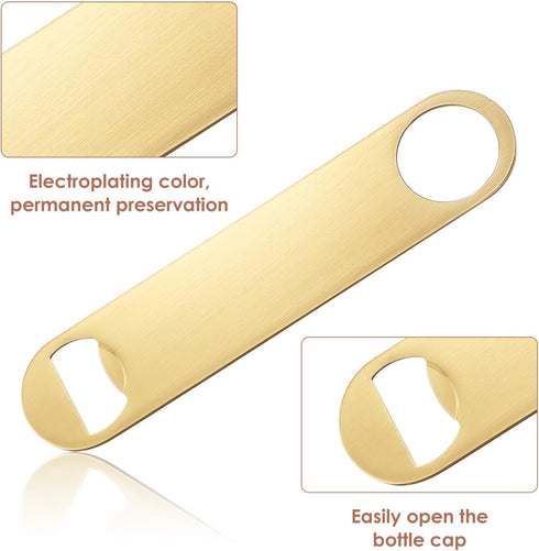 4 Pcs Heavy Duty Stainless Steel Flat Bottle Opener Bartender 7 Inch Solid Beer Opener for Bar Kitchen Wedding Birthday Party(Laser, Gradient Pink...