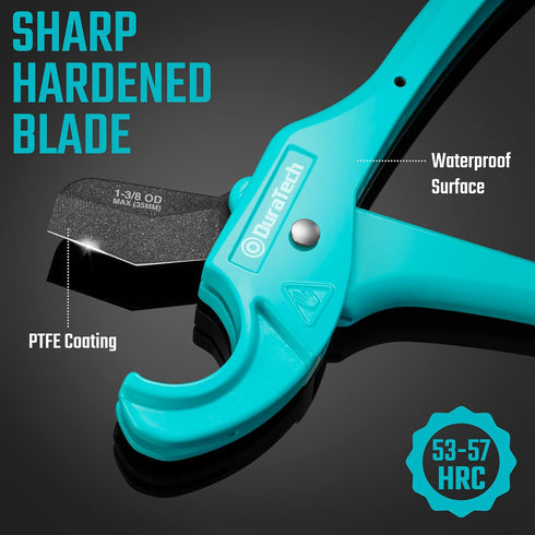 DURATECH PEX Pipe Cutter, Tubing Cutter for 1/8"-1" PEX and Rubber Hoses(NOT for PVC Pipe), with PTFE-Coated Sharp Blade, Suitable for Home and Pl...