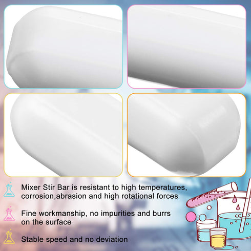 PTFE Magnetic Stirrer Mixer Stir Bar Set, White Color, Laboratory Bar, Stir Plate Bar, Stir Plate Magnet (25 mm/ 1 Inch and 30 mm/ 1.18 Inch, 8)...