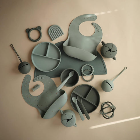 mushie Silicone Suction Plate | BPA-Free Non-Slip Design (Cambridge Blue)...