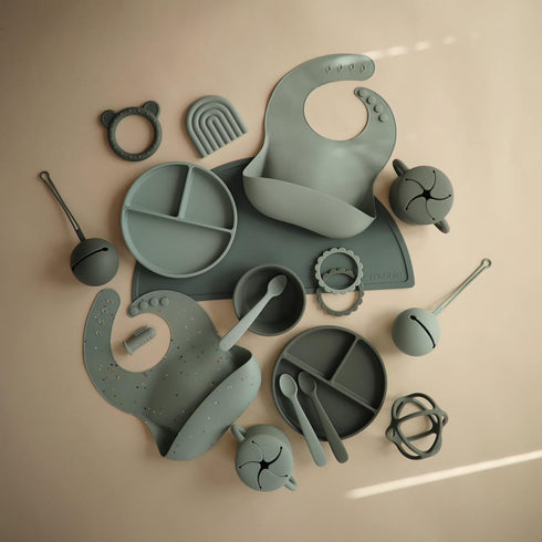 mushie Silicone Suction Plate | BPA-Free Non-Slip Design (Dried Thyme)...