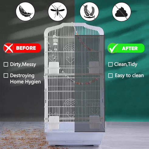 Bird Cage Seed Catcher, Bird Cage Net Cover Adjustable Bird Cage Netting Seed Catcher for Bird Cages Seed Catcher Guard Net Cover Bird Cage Skirt ...