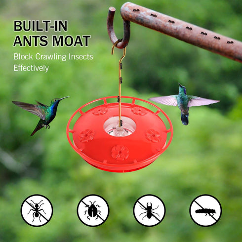 eWonLife Hummingbird Feeder for Outdoors, 2 Pack, Leak-Proof, Easy to Clean and Refill, Saucer Humming Bird Feeder Plastic, Including Hanging Hook...