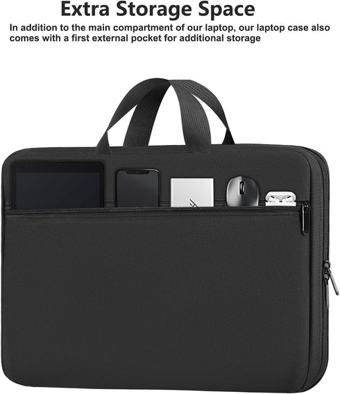 15.6 Inch Laptop Sleeve, Water Resistant Laptop Case Protective Computer Cover with Pocket, Durable Computer Carrying Bag Compatible with MacBook,...