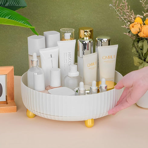 Large Capacity Makeup Brush Holder, 360° Rotating Makeup Perfume Organizer, Makeup Brushes Cup Tray for Vanity Decor Bathroom Countertops Cosmetic...