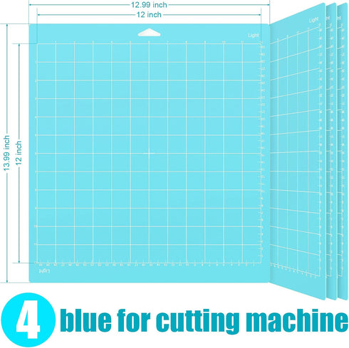 Cutting Mat for Cricut 4 Pack Accessories and Supplies Light Replacement Blue Cut Pads Cricket Cards for Cutting Machine Maker/Maker 3/Air/Air 2 w...