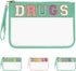 Iqimott Chenille Letter Patch Bag Clear MEDS Drugs Pouch, Preppy Portable Cosmetic Makeup Bag for Women Girls Travel, Waterproof Nylon Zipper Toil...