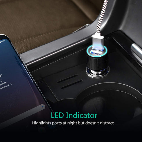 Fast USB Car Charger, Arttron Quick Charge 3.0 24W 4.8A Car Charger Adapter. with 3ft USB Type C &Micro 2 in 1 Fast Charging Cable,for iPhone/Sams...