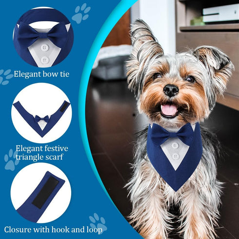 Dog Wedding Bandana, Formal Dog Tuxedo Adjustable Pet Collar with Bow, Small, Medium and Large Dog Wedding Clothing, Birthday Gifts for Dogs (Medi...
