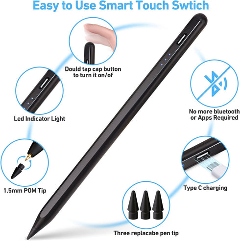 Stylus Pen for ipad, Active Pencil with Quick Charge, Palm Rejection Tilt Sensor, Apple Pen Compatible with 2018-2022 iPad Pro 11"/12.9",iPad 10/9...