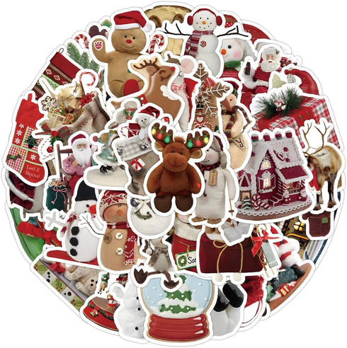 Cute Christmas Stickers 50 Pcs Trendy Style Stickers Laptop Stickers Pack Cool Sticker for Pad MacBook Car Snowboard Bicycle Luggage Water Cup Dec...
