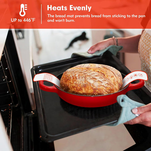 Silicone Bread Sling Set for Dutch Oven, Non-Stick, Heat Resistant, and Reusable - Includes 2 Long-Handled Baking Mats for Effortless Sourdough Br...