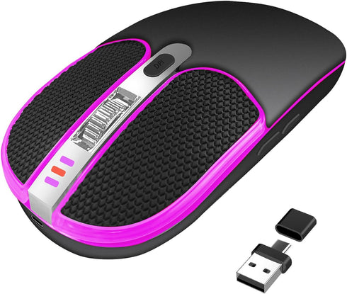 Leather Button Wireless Mouse,Laptop Mouse,LED Mouse with RGB Colorful Light,Slim Silent Mouse Rechargeable,USB C Mouse,Computer Mouse for Noteboo...