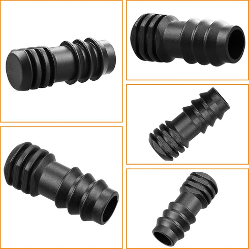 Drip Irrigation Fittings for 1/2 inch Irrigation Tubing(0.60"-0.63" OD), 15 Pieces End Plug Barbed Connectors, End Caps Plastic Plug Nuts for 1/2"...