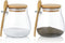 Joeyan Glass Jar with Airtight Bamboo Lid and Spoon Attached, 12 oz Salt Sugar Spice Seasoning Container, Clear Condiment Pot, Glass Food Storage ...