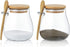 Joeyan Glass Jar with Airtight Bamboo Lid and Spoon Attached, 12 oz Salt Sugar Spice Seasoning Container, Clear Condiment Pot, Glass Food Storage ...