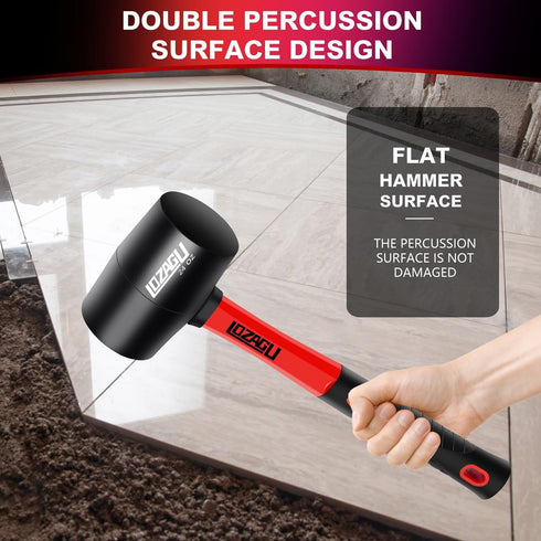 8oz Rubber Mallet Hammer, Fiberglass Handle, Rubber Mallet for Flooring, Tent Stakes, Woodworking, Camping, Soft Blow Tasks without Damage...