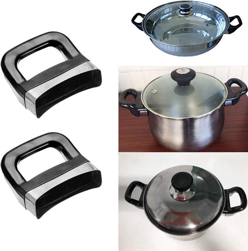 2pcs Bakelite Metal Pressure Pan Cooker Steamer Sauce Pot Replacement Short Side Handle for Home Tools Black One Size...