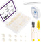 Swpeet 800Pcs 5 Sizes 4mm 6mm 8mm 10mm 12mm White Perforated Pearl Beads and Scissors Tweezers with 0.8mm Elastic Bead Thread Assortment Kit, Craf...