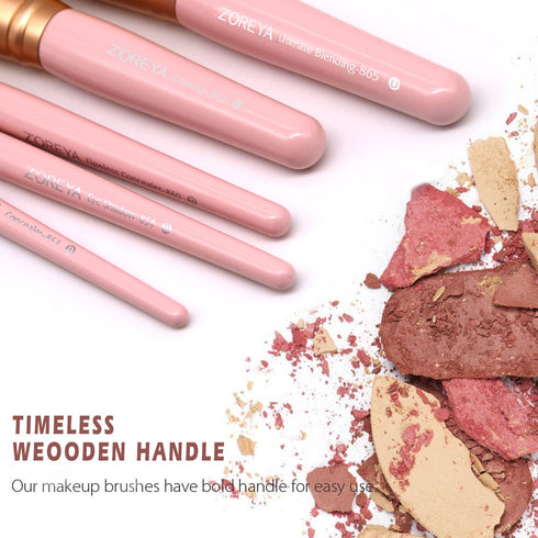 ZOREYA Makeup Brush Set - 15 Pcs Premium Synthetic Foundation Concealers Eye Shadows Make Up Brush,Eyeliner Brushes(Pink)...