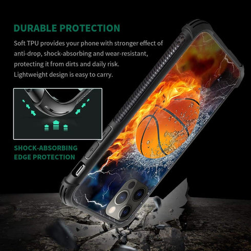 DAIZAG Case Compatible with for iPhone 13 Mini Ice Fire Basketball Phone Case Shockproof Soft TPU Phone Case for Boy Men Gift Case for iPhone 13 M...