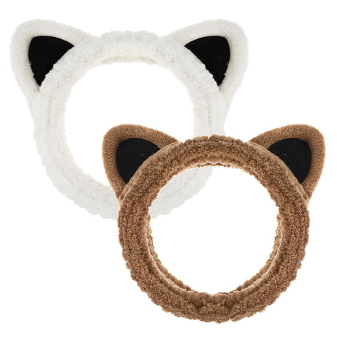 2 Pcs Cute Cat Skincare Headband for Washing Face Makeup Skincare, Animal Headbands for Women Girls Cute Stuff Gifts Soft Coral Fleece Facial Wash...