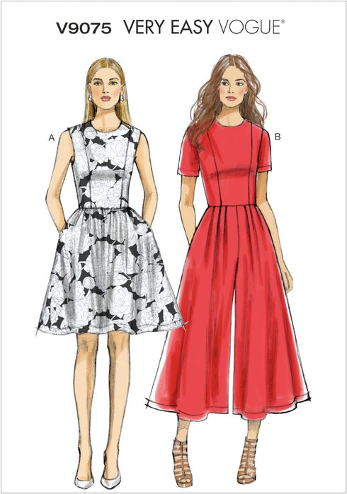 Vogue Patterns V9075E50 Misses'/Misses' Petite Dress and Jumpsuit Sewing Template, Size E5 (14-16-18-20-22)...
