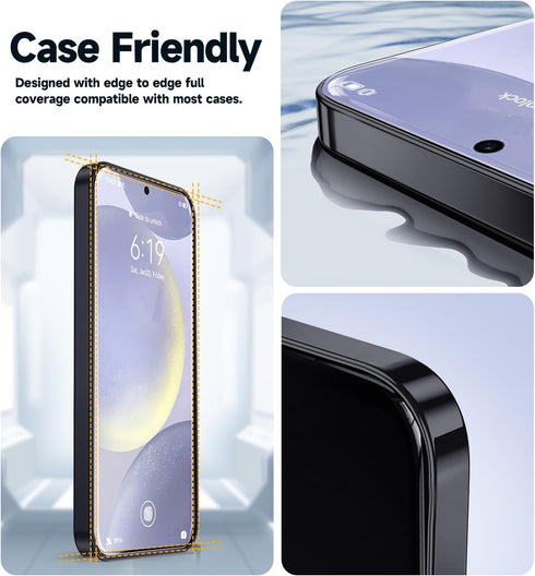 MAGIC JOHN 2 Pack for Samsung Galaxy S24 Plus/ S24+ (6.7 inch) Tempered Glass Screen Protector, Auto Dust-Elimination Installation, Bubble Free, H...