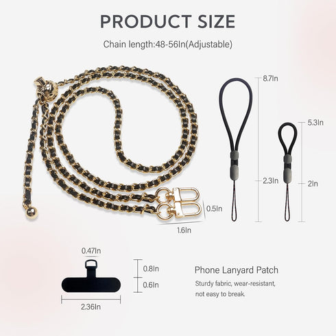 BFSD·DM Phone crossbody strap, 2× Pads,1× Leather Phone Strap,1× Phone Wrist Strap,1× Adjustable Finger Strap,Universal Crossbody Patch Phone Lany...